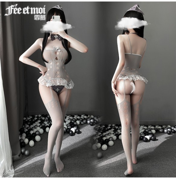 FEE ET MOI Sexy Lace Nurse Body Stocking (Grey)